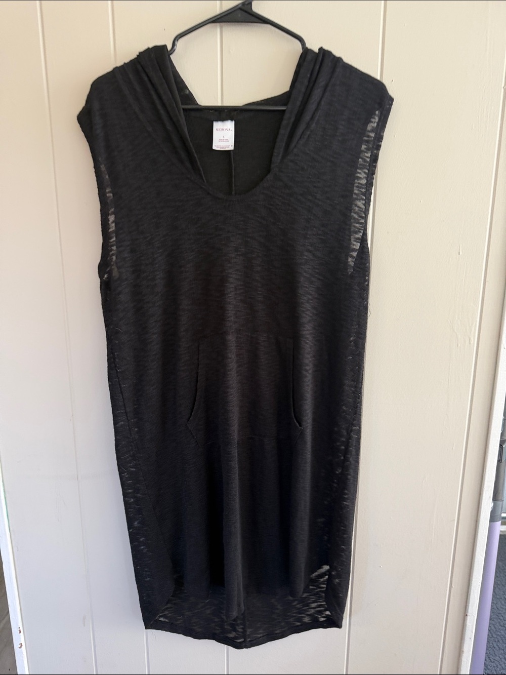 Merona Black Sleeveless Hooded Tunic Coverup with Kangaroo Pocket